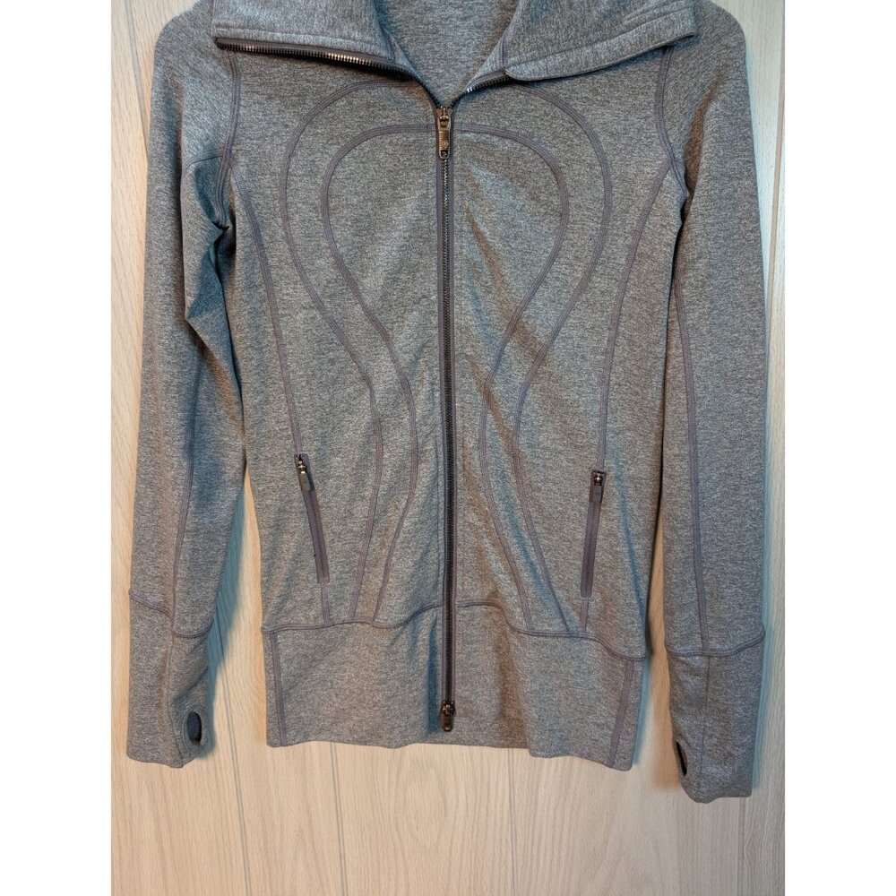 Lululemon Jacket Womens Size 4 Heathered Grey Full Zip Long Sleeve Mock Neck - Picture 3 of 8